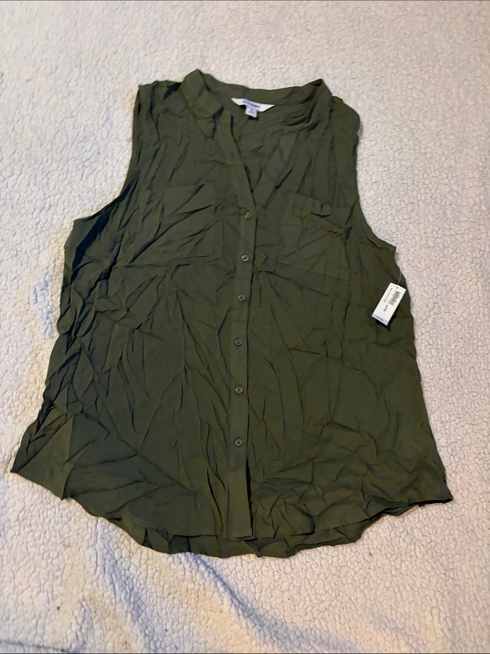 Old Navy Olive Green Sleeveless Button-Front Blouse